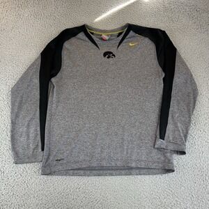 Iowa Hawkeyes Shirt‎ Men's Small Gray Nike Team Long Sleeve V Neck Vintage Fit